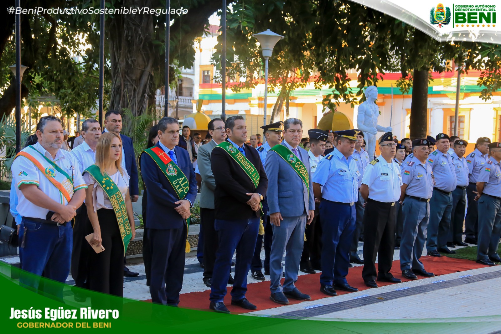 GOBERNACIÓN DEL BENI ENCABEZÓ LA IZA DE LA BANDERA POR LOS 201 AÑOS DE LA INDEPENDENCIA DE BOLIVIA